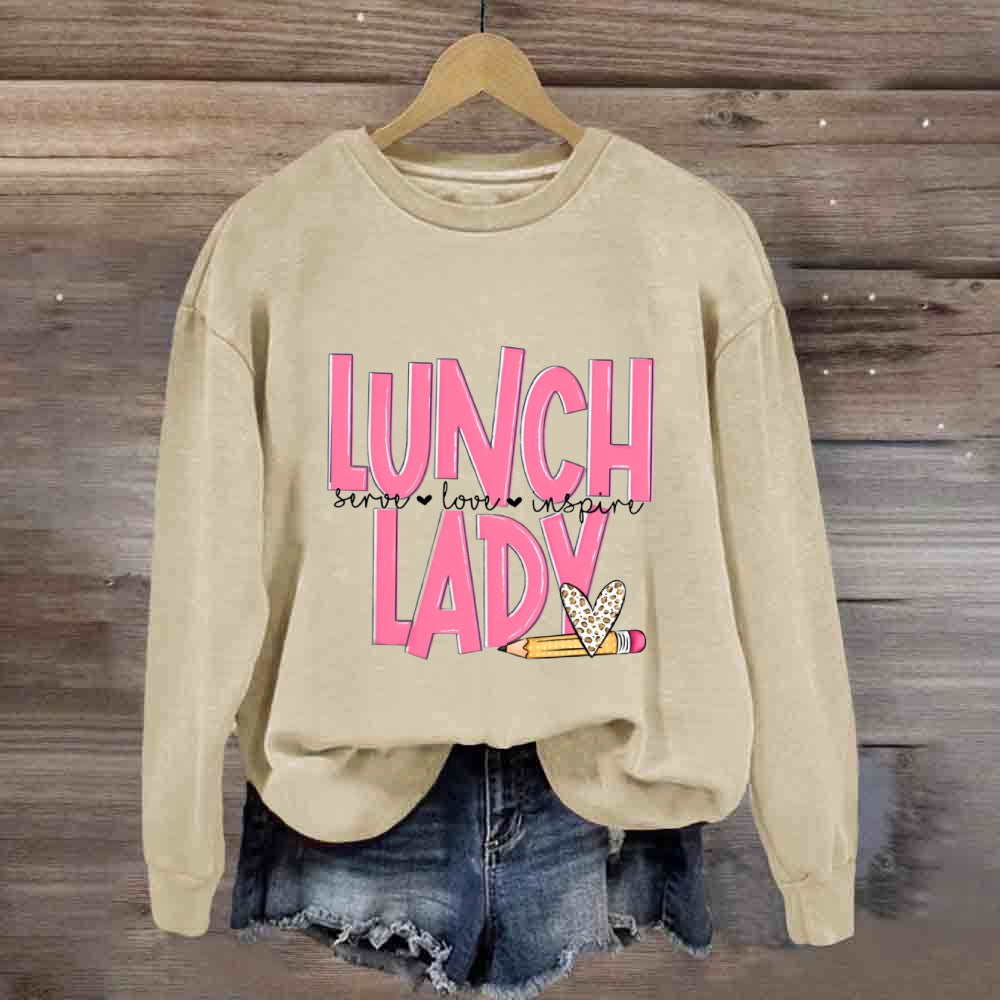 Lunch Lady Pink Letter Inspire Love Sweatshirt