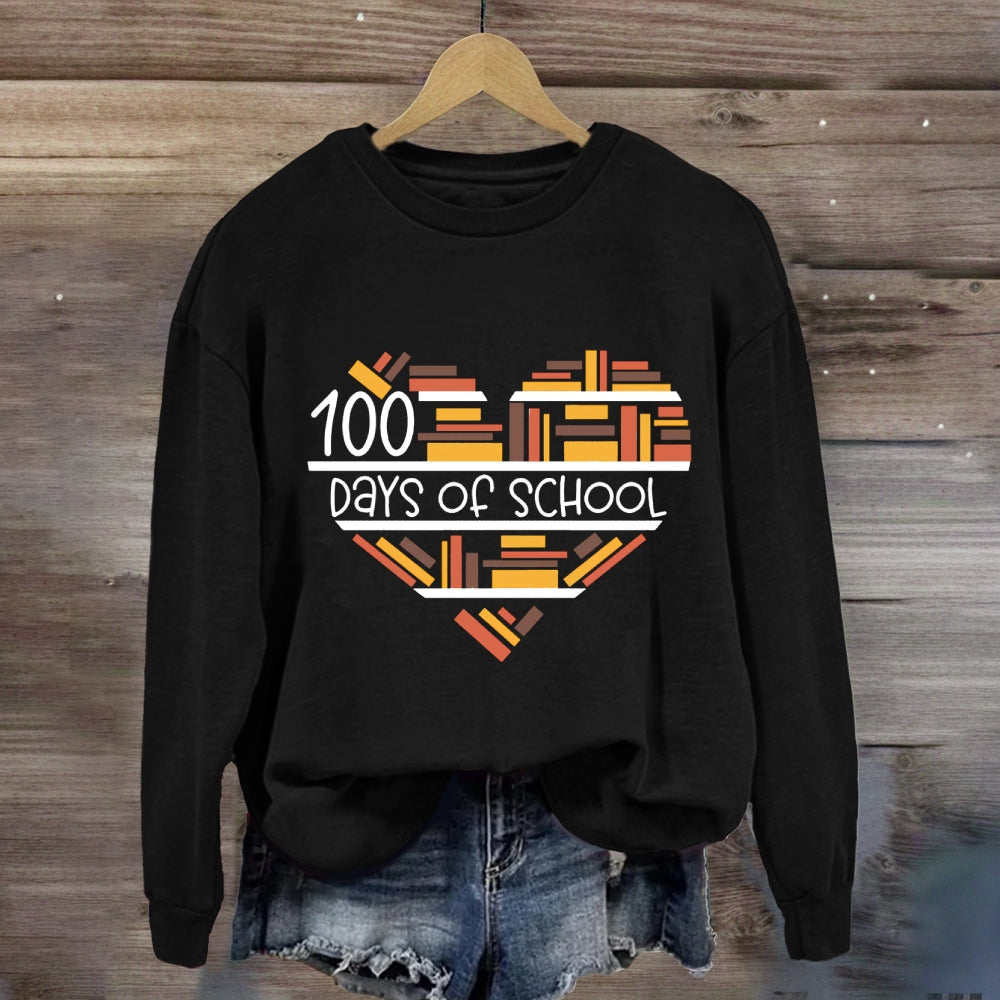 100 Days Books Heart Sweatshirt