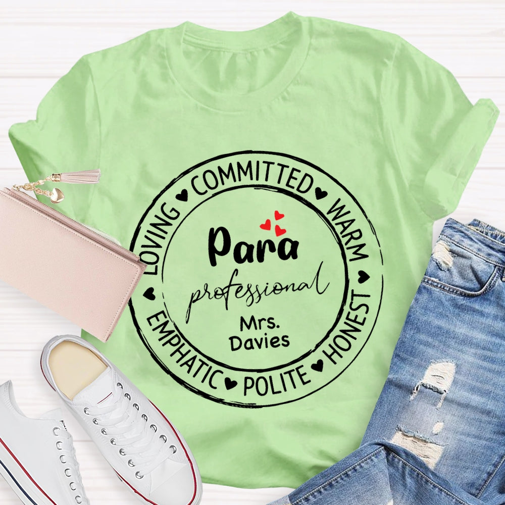 Personalized Name Para Loving Committed Warm Emphatic Polite Honest T-shirt