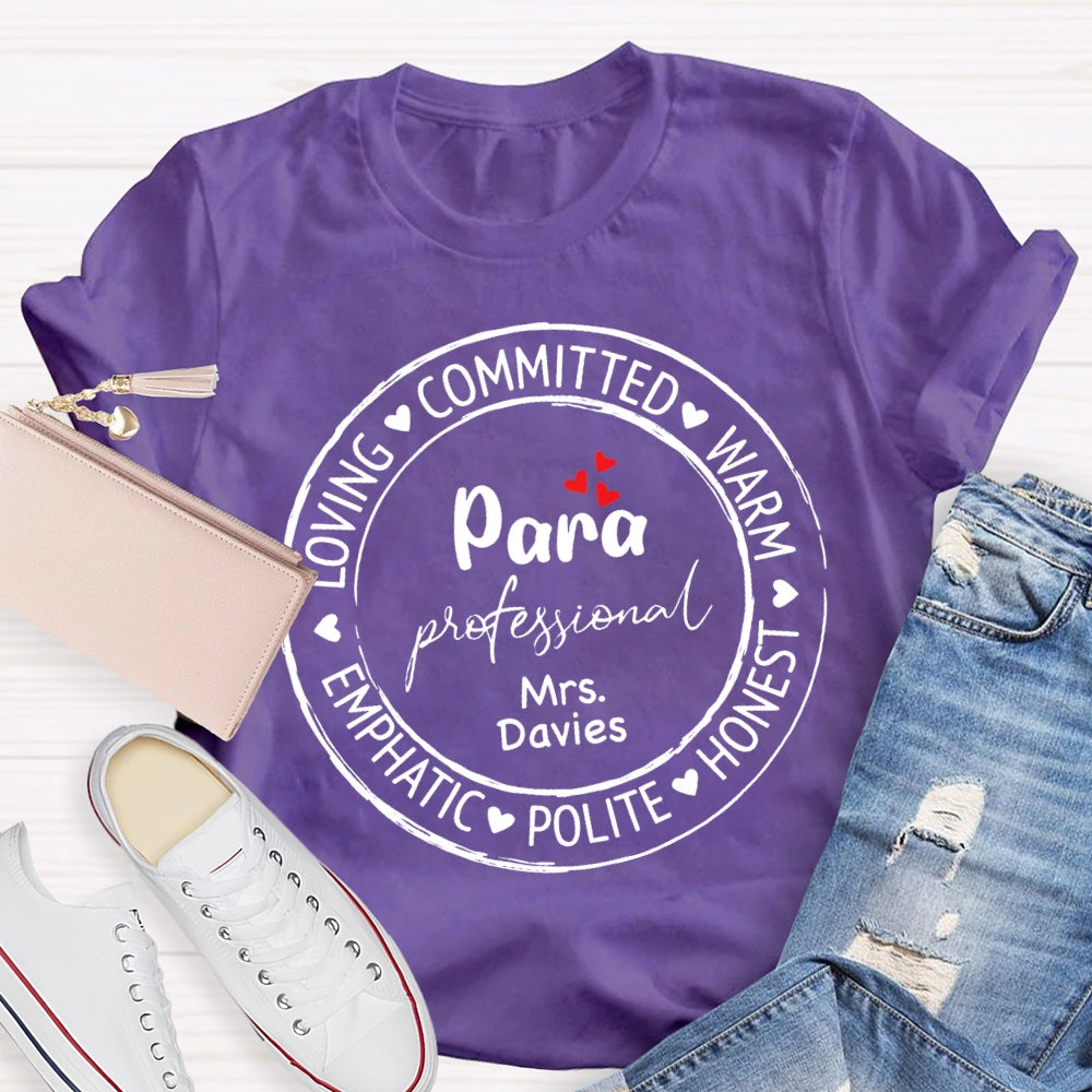 Personalized Name Para Loving Committed Warm Emphatic Polite Honest T-shirt