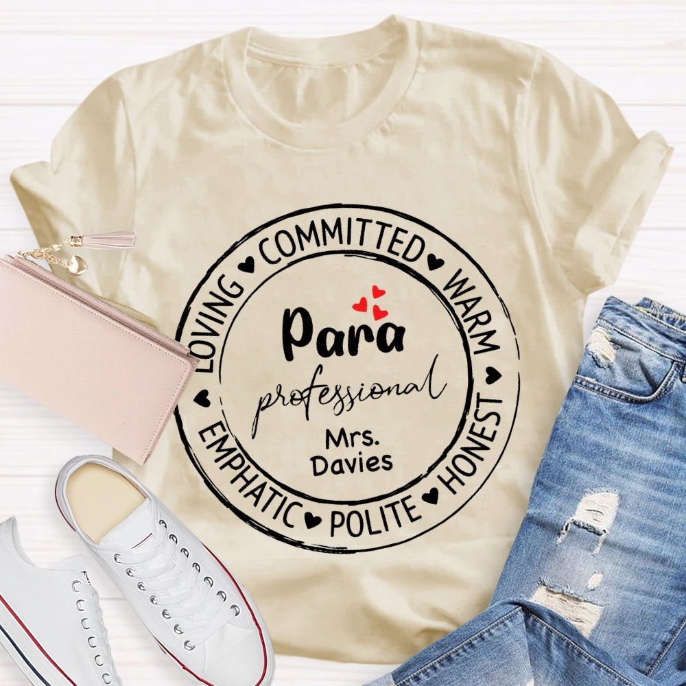 Personalized Name Para Loving Committed Warm Emphatic Polite Honest T-shirt