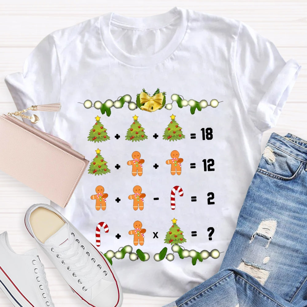Christmas Tree Candies And Cookies Math Teacher Christmas T-shirt