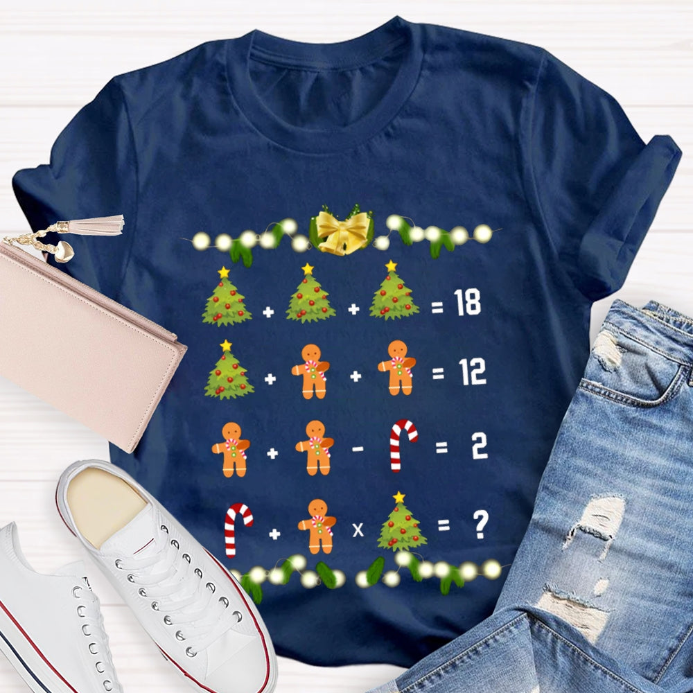 Christmas Tree Candies And Cookies Math Teacher Christmas T-shirt