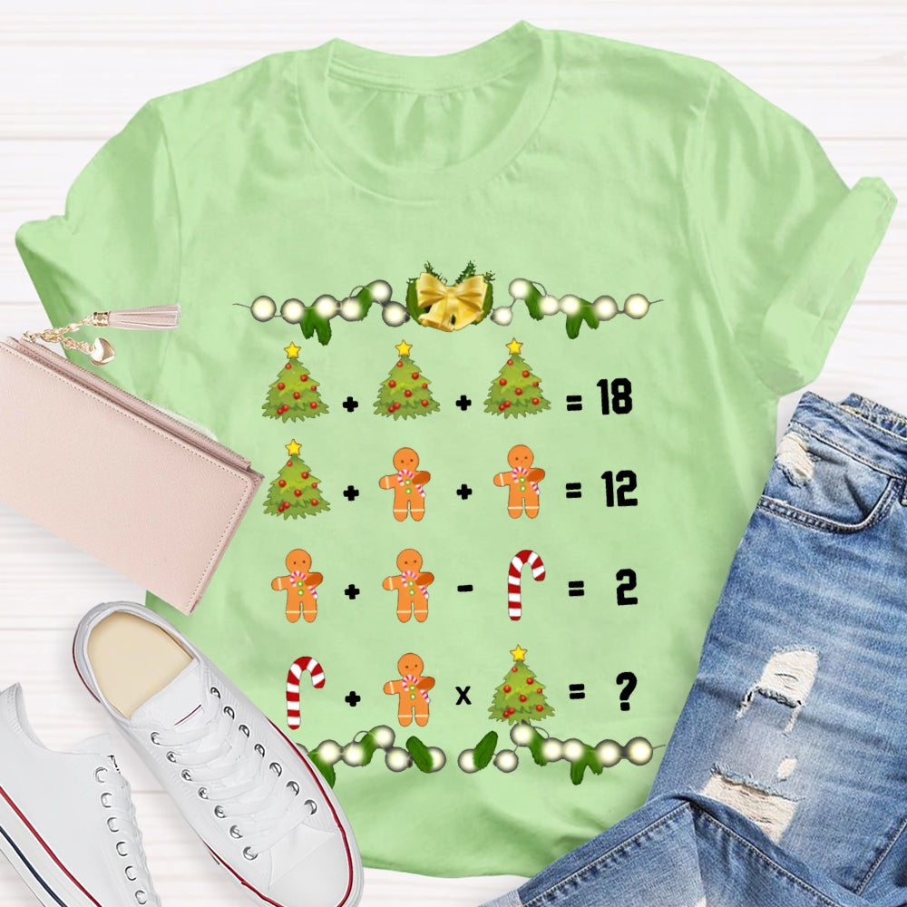 Christmas Tree Candies And Cookies Math Teacher Christmas T-shirt