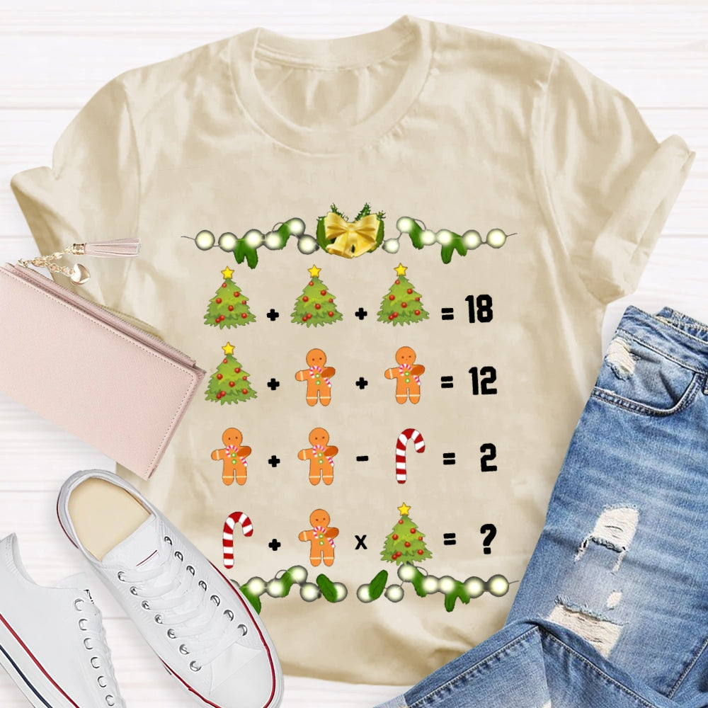 Christmas Tree Candies And Cookies Math Teacher Christmas T-shirt