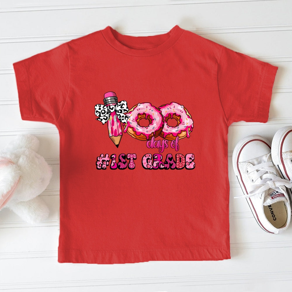 Personalized Grade 100 Days Of School Pink Donuts Toddler T-shirts