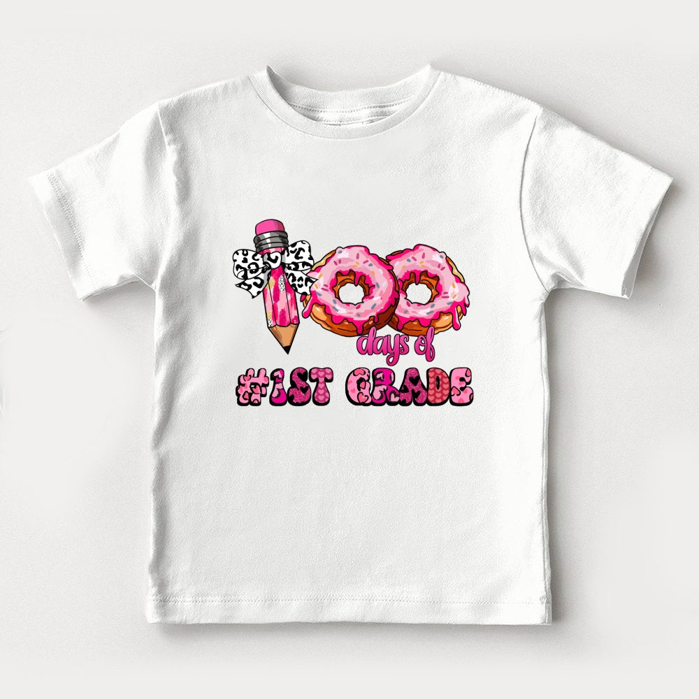 Personalized Grade 100 Days Of School Pink Donuts Toddler T-shirts