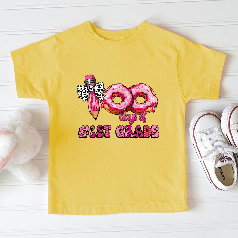 Personalized Grade 100 Days Of School Pink Donuts Toddler T-shirts