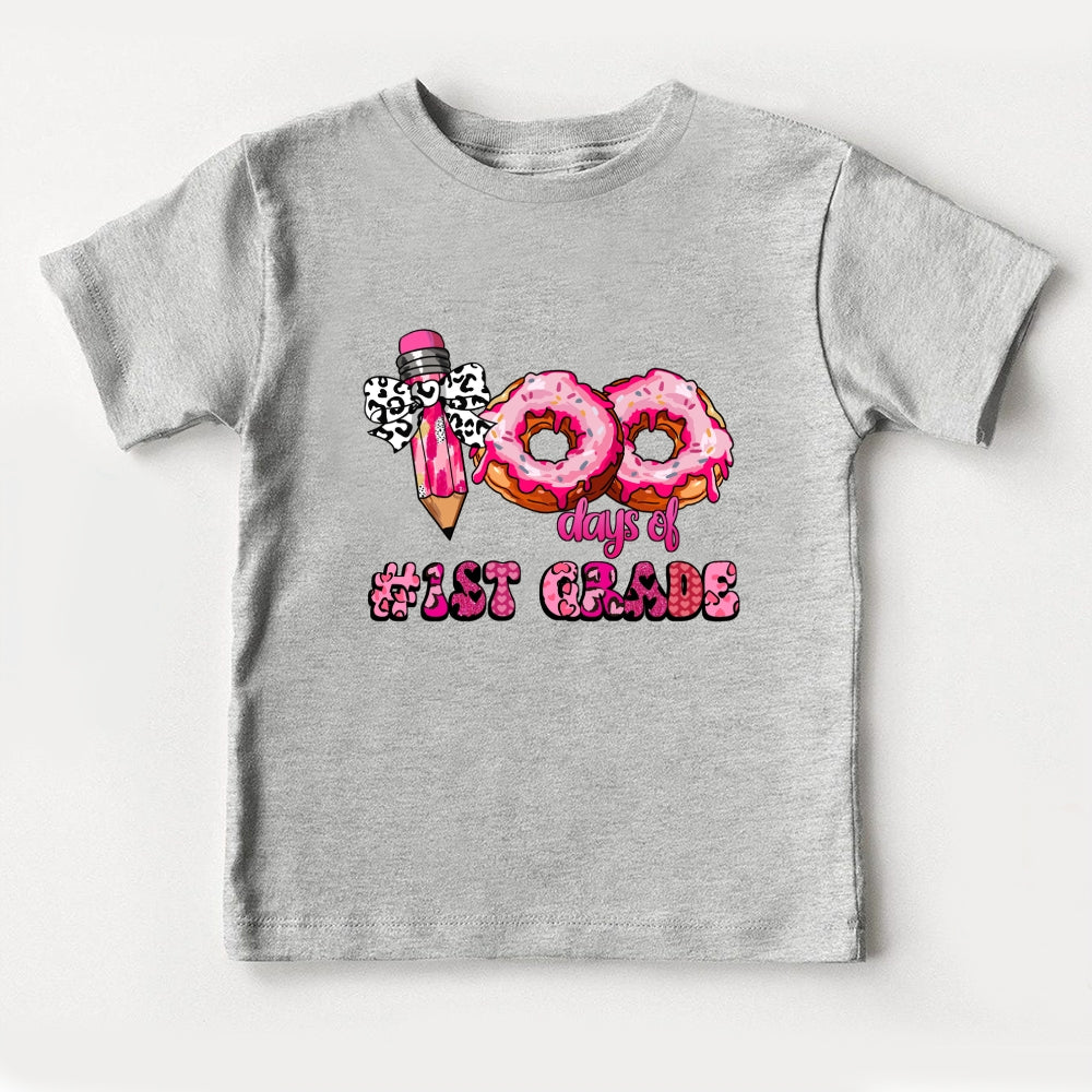 Personalized Grade 100 Days Of School Pink Donuts Toddler T-shirts