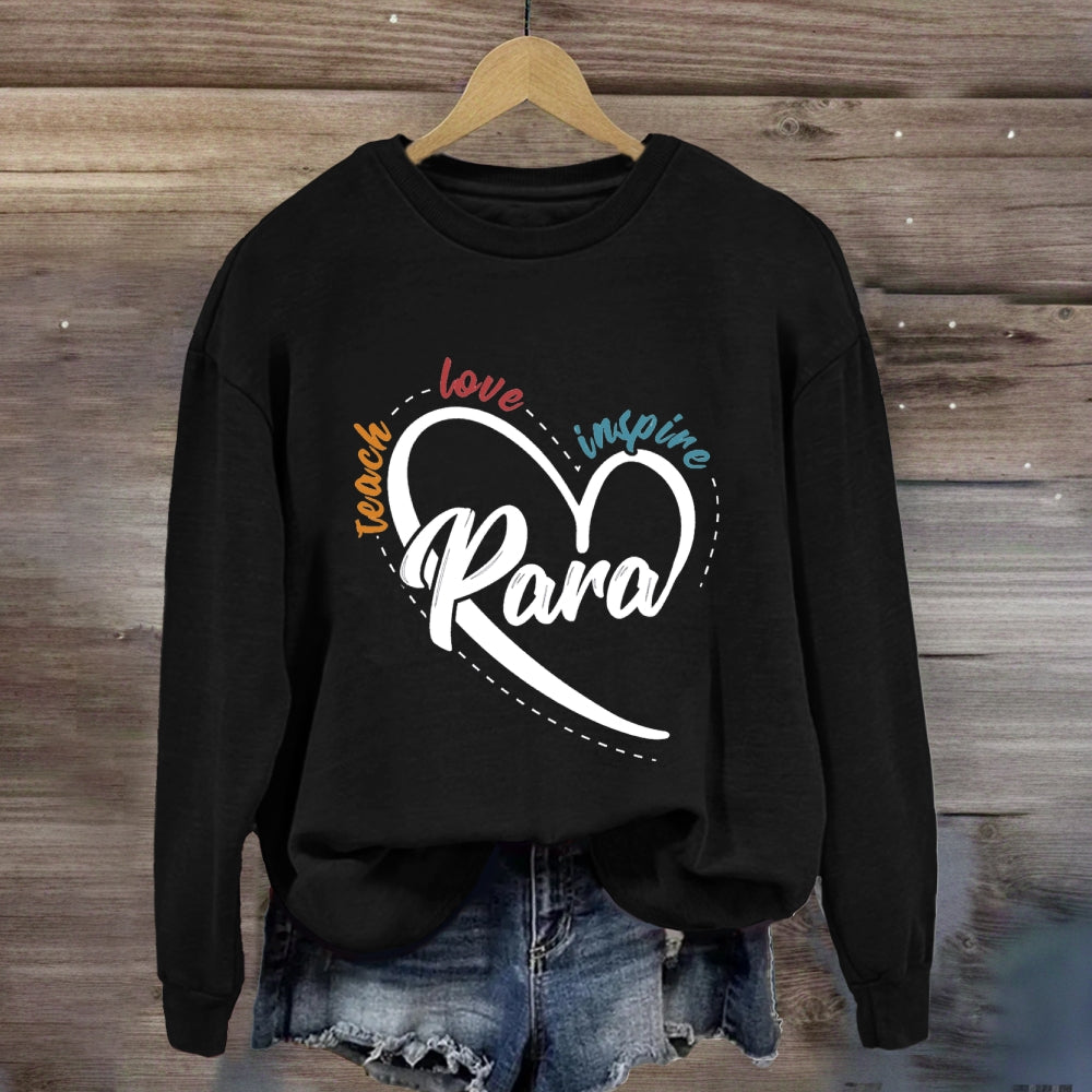 Para Teach Love Inspire Heart Print Sweatshirt