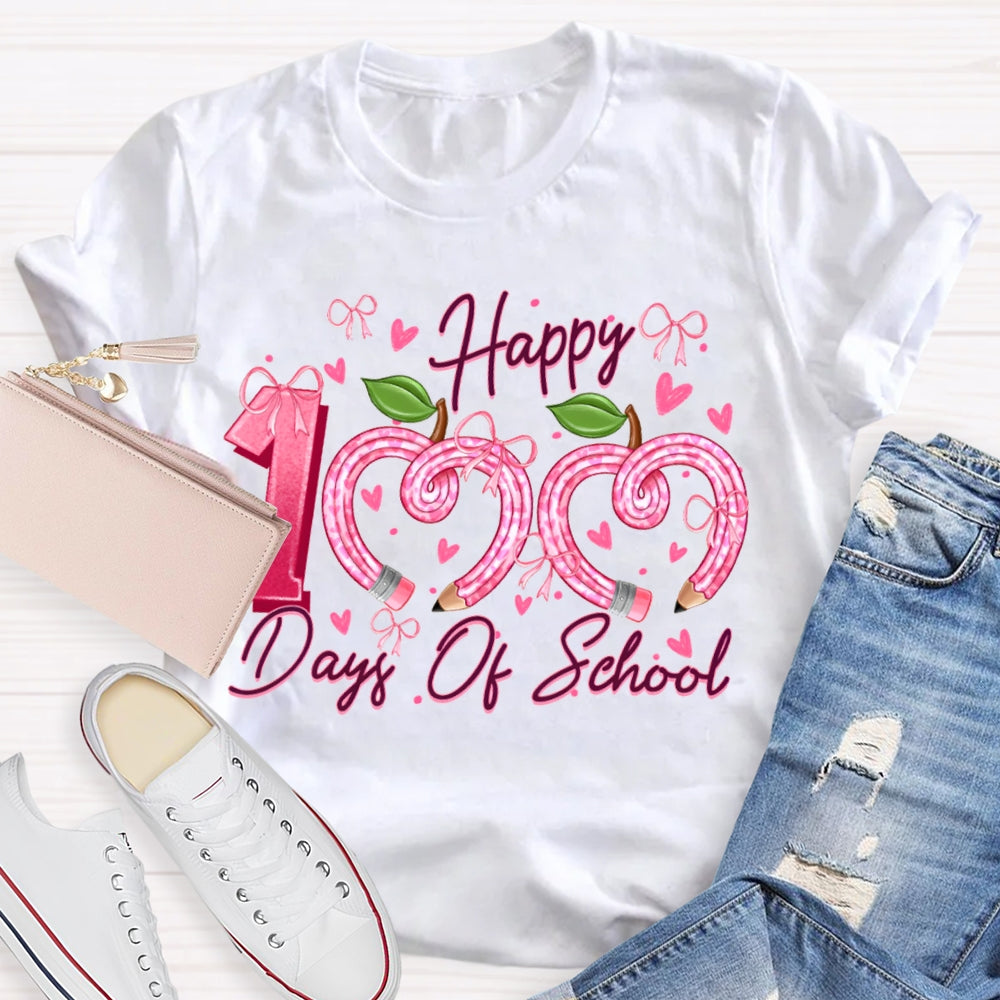 Happy 100 Days Of School Colorful Heart Font T-shirt