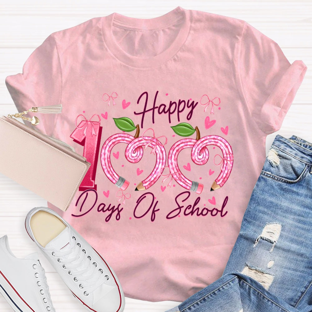 Happy 100 Days Of School Colorful Heart Font T-shirt