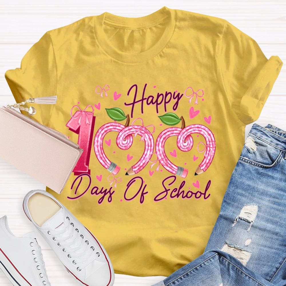 Happy 100 Days Of School Colorful Heart Font T-shirt