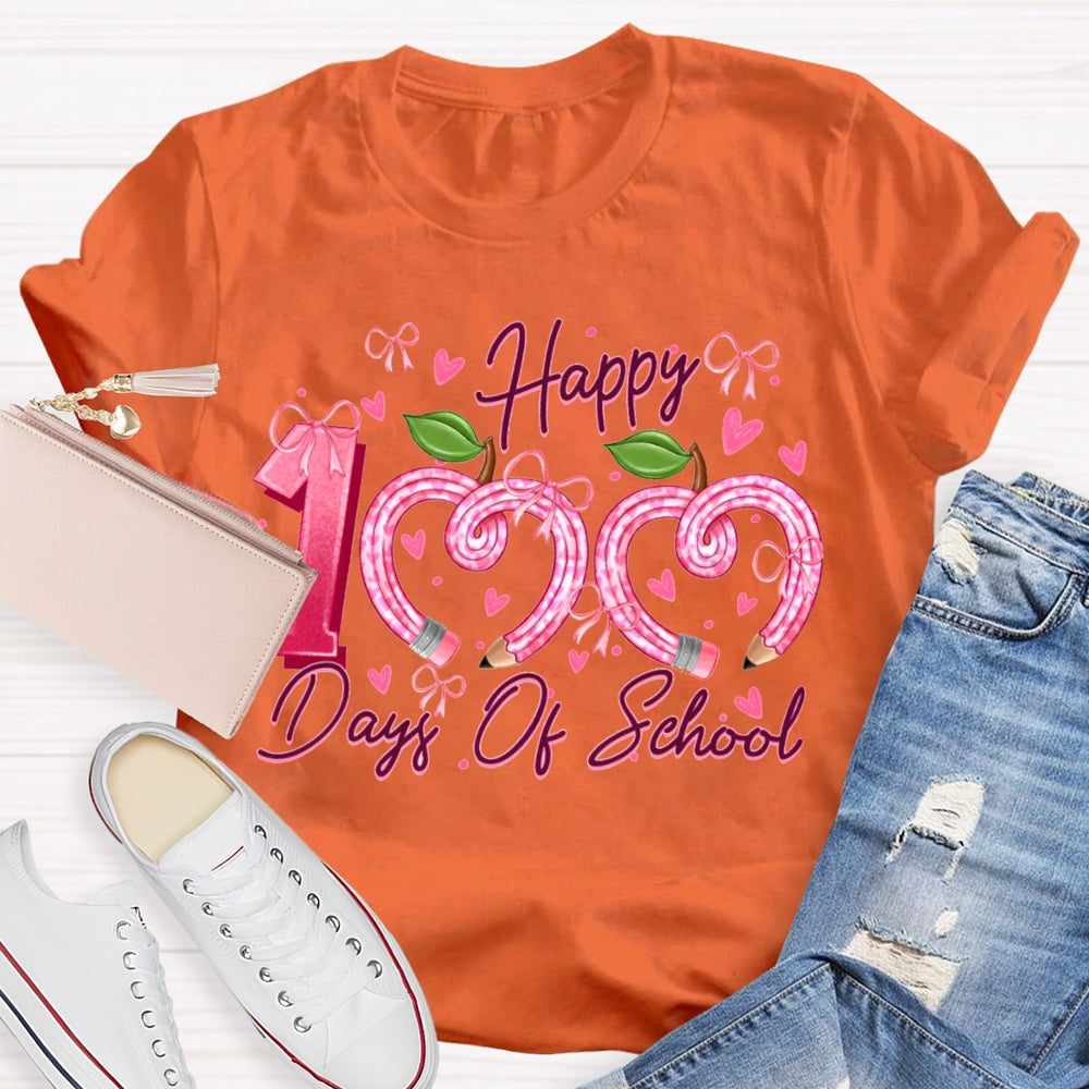 Happy 100 Days Of School Colorful Heart Font T-shirt