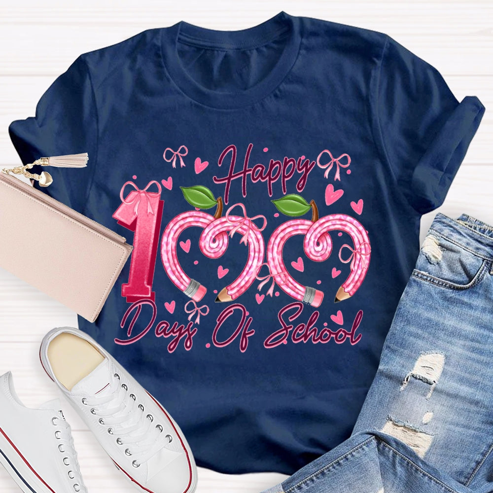 Happy 100 Days Of School Colorful Heart Font T-shirt