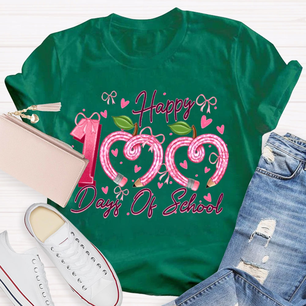 Happy 100 Days Of School Colorful Heart Font T-shirt