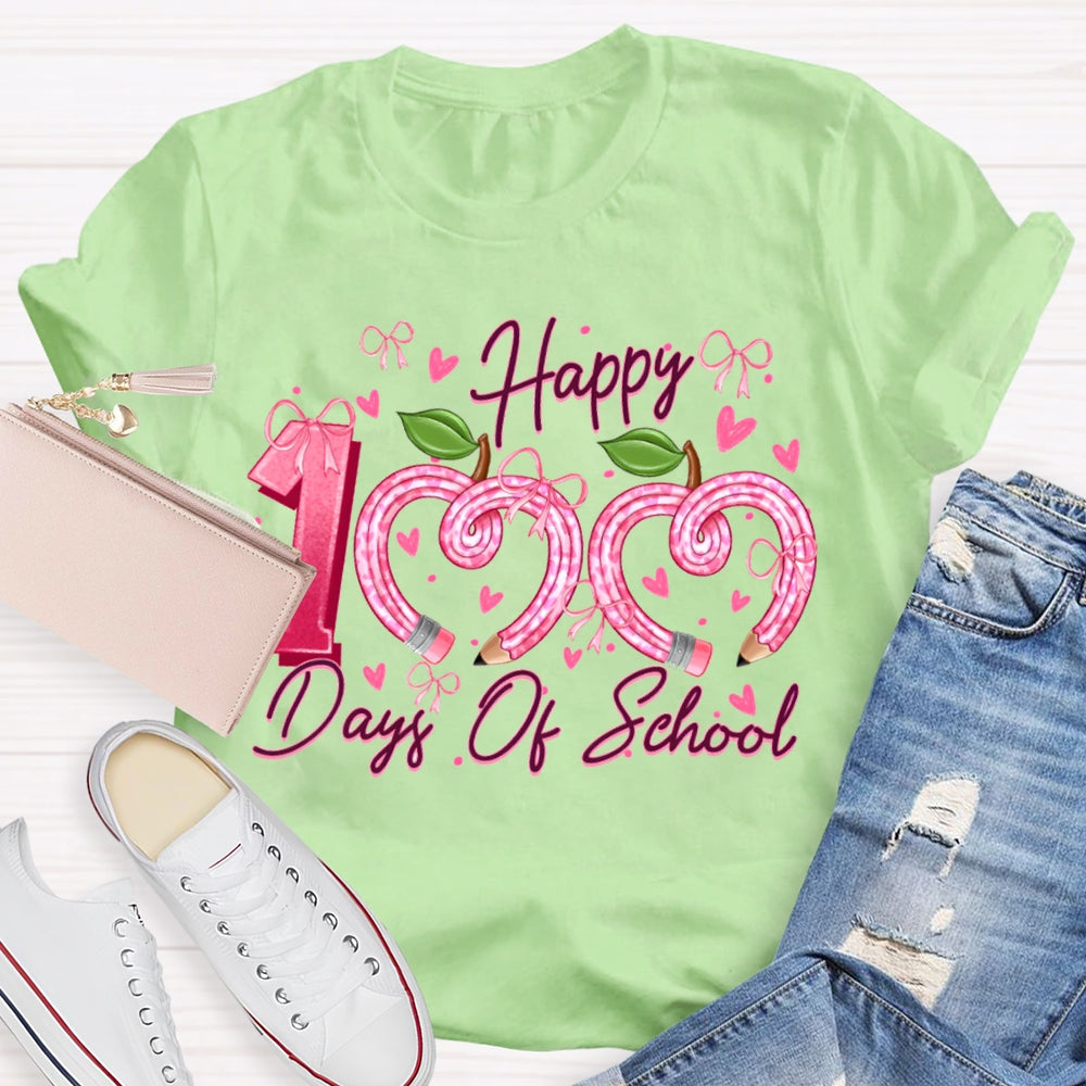 Happy 100 Days Of School Colorful Heart Font T-shirt