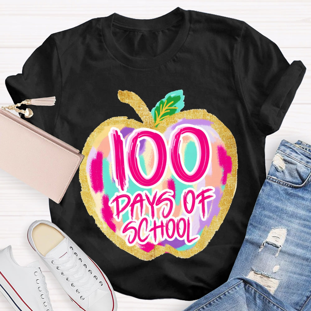 100 Days Of School Colorful Tie-Dye Apples T-shirt