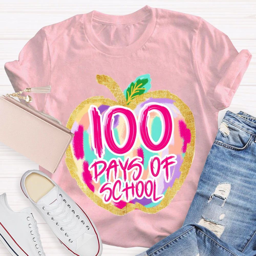 100 Days Of School Colorful Tie-Dye Apples T-shirt