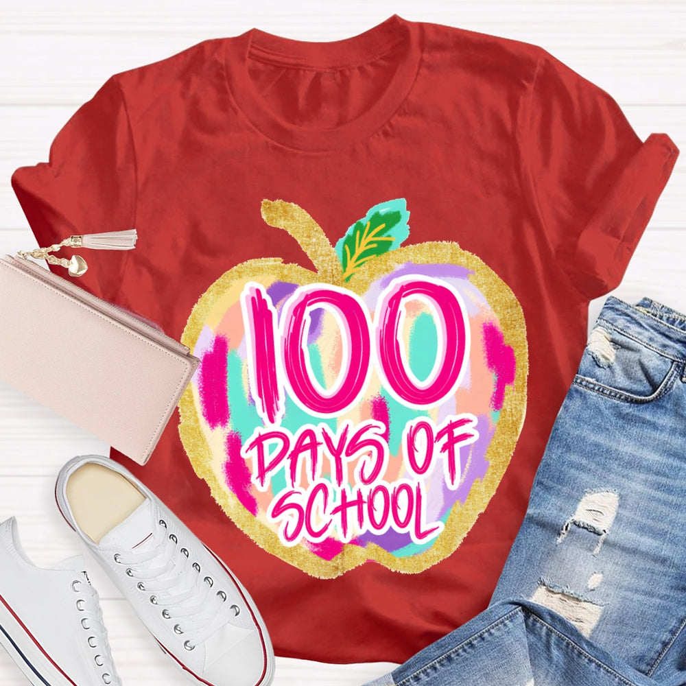 100 Days Of School Colorful Tie-Dye Apples T-shirt
