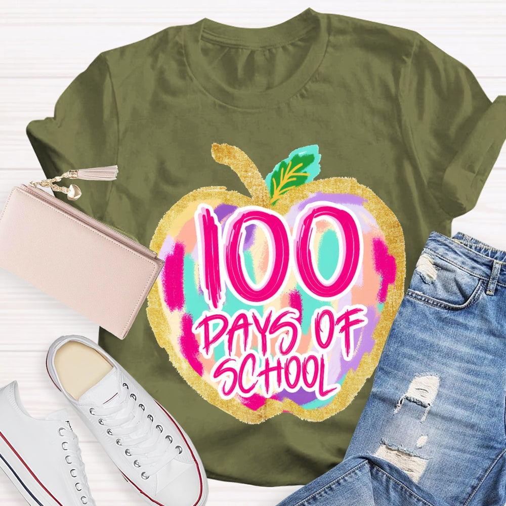 100 Days Of School Colorful Tie-Dye Apples T-shirt