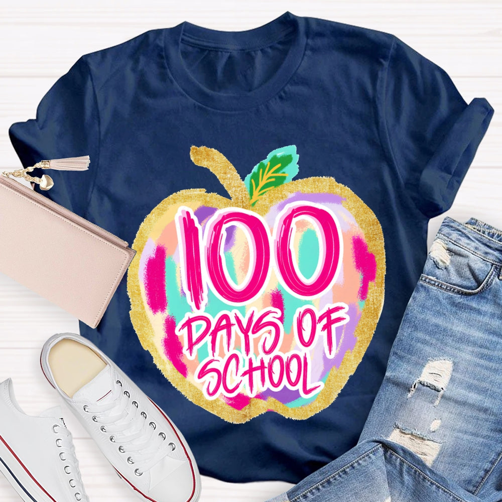 100 Days Of School Colorful Tie-Dye Apples T-shirt