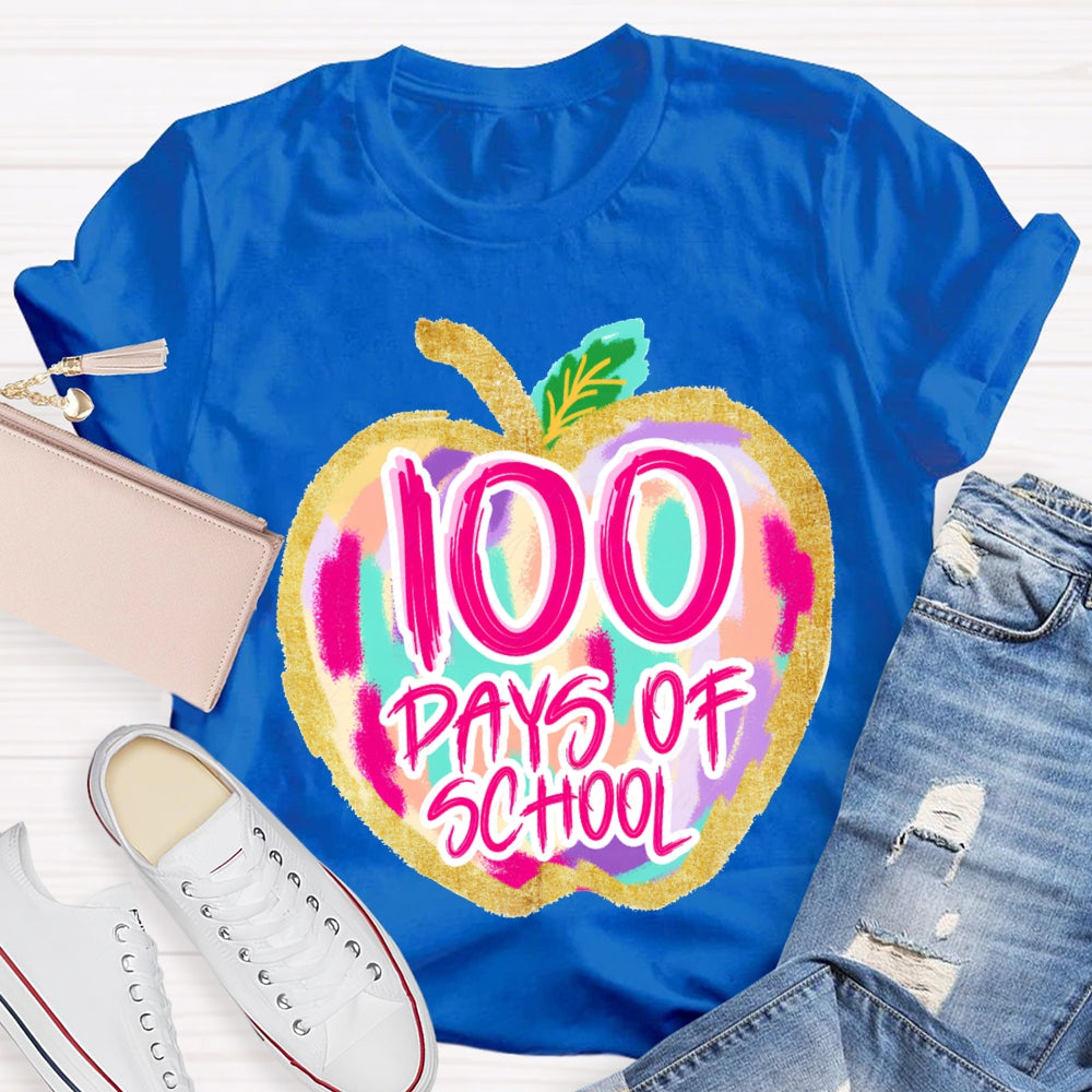 100 Days Of School Colorful Tie-Dye Apples T-shirt