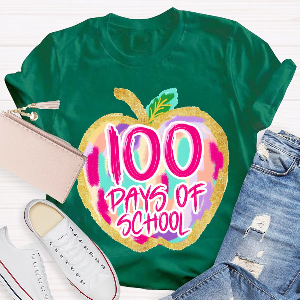 100 Days Of School Colorful Tie-Dye Apples T-shirt