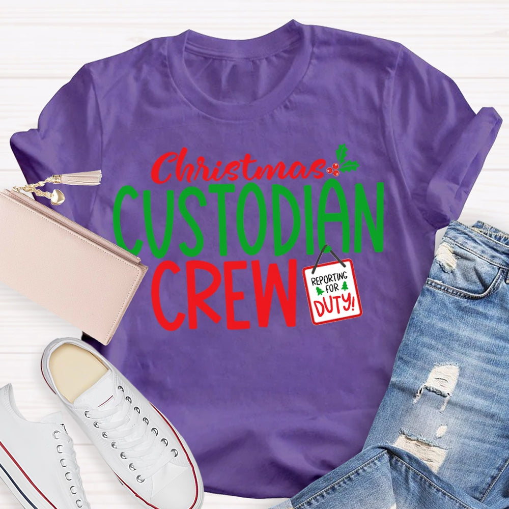 Christmas Custodian Crew Reporting For Duty T-shirt