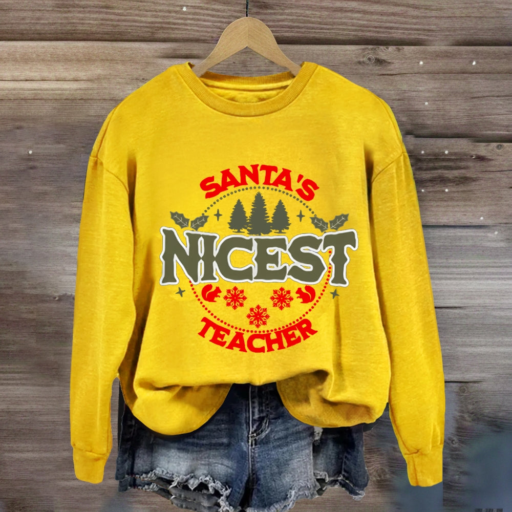 Santa'S Nicest Teacher Sweatshirt