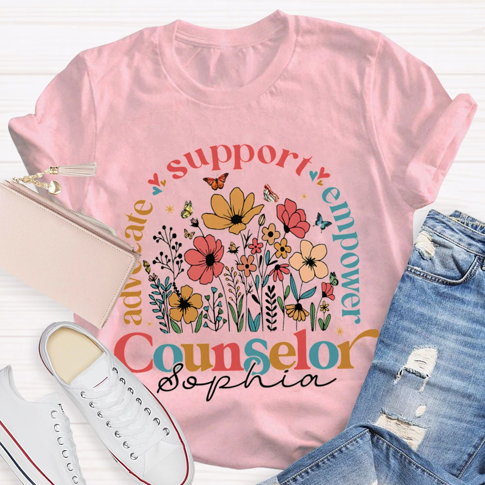Personalized Name Advocate Support Empower Counselor T-shirt