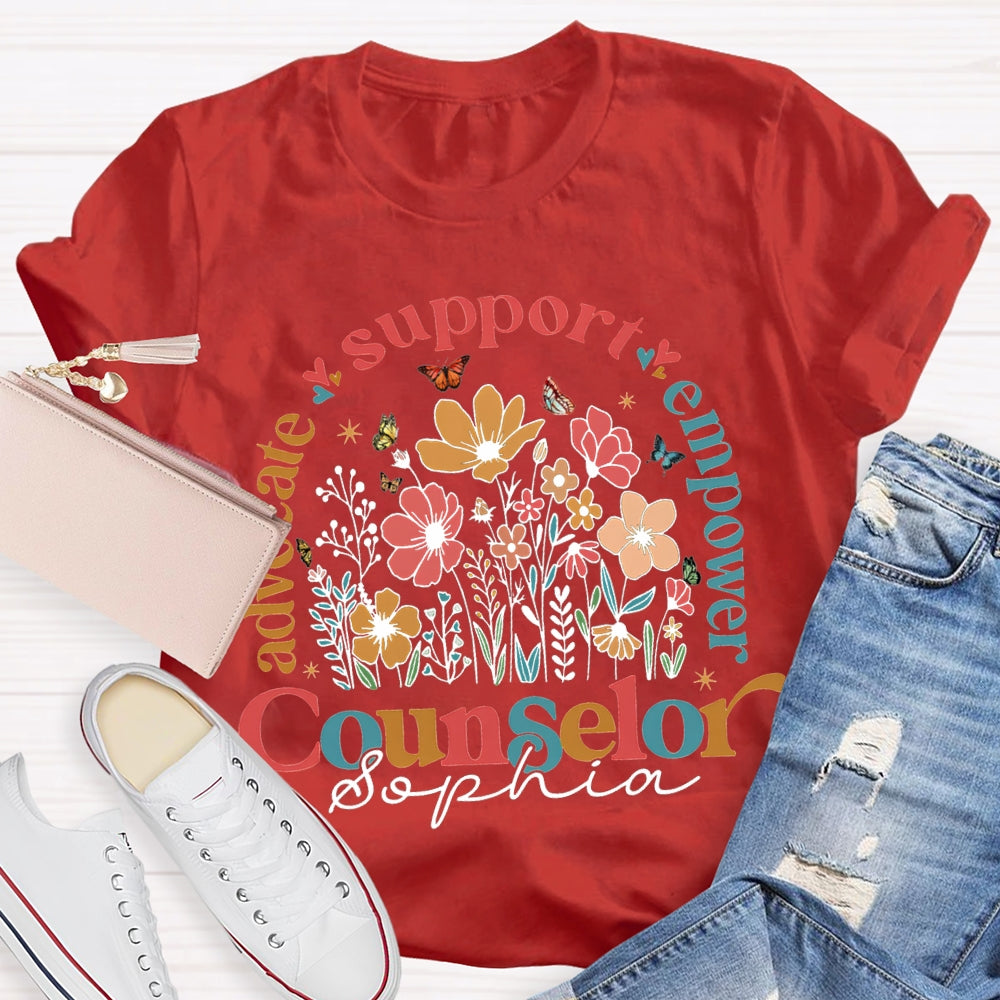 Personalized Name Advocate Support Empower Counselor T-shirt