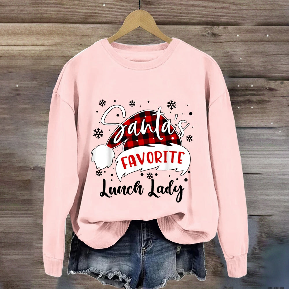 Santa'S Favorite Lunch Lady Christmas Hat Sweatshirt
