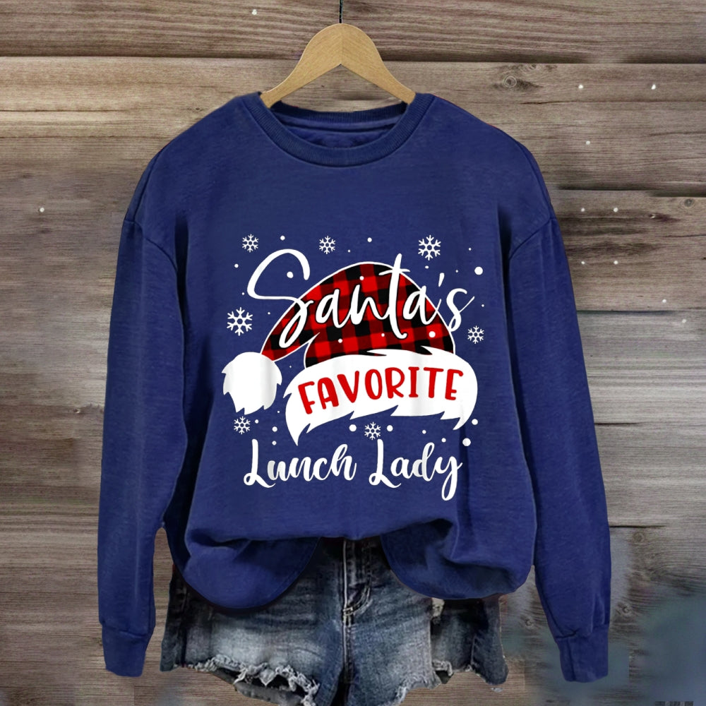 Santa'S Favorite Lunch Lady Christmas Hat Sweatshirt