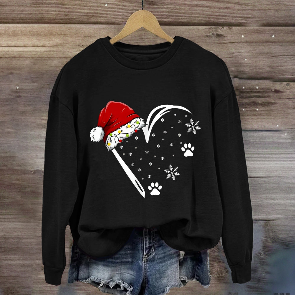 Christmas Snowflakes Hats Heart Sweatshirt