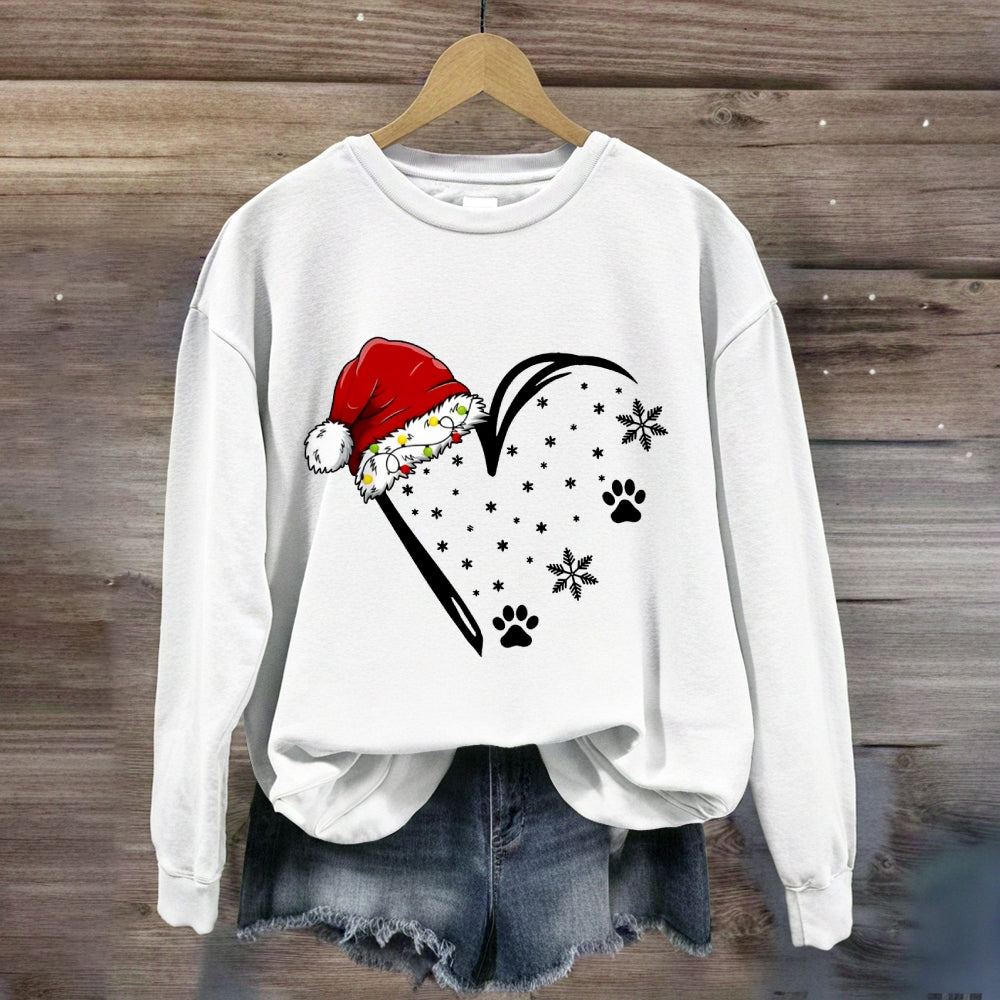 Christmas Snowflakes Hats Heart Sweatshirt