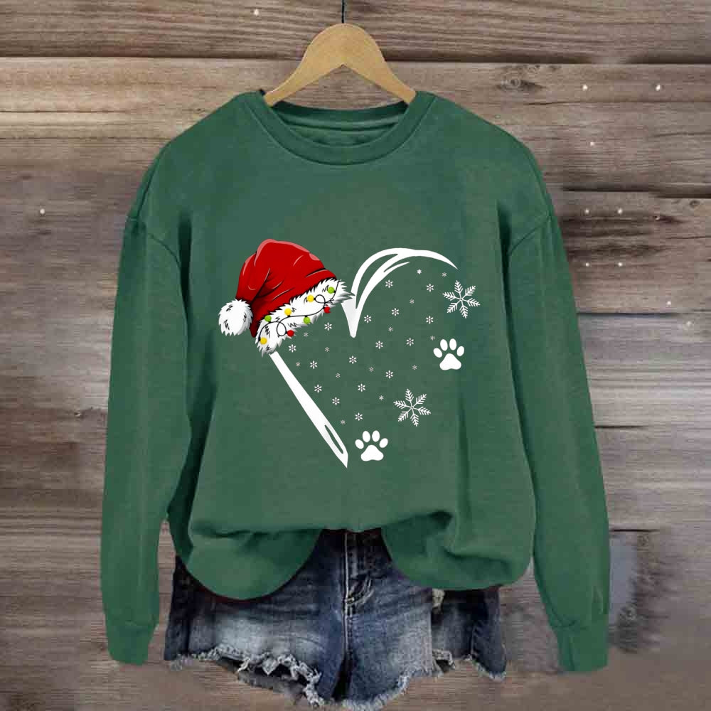 Christmas Snowflakes Hats Heart Sweatshirt