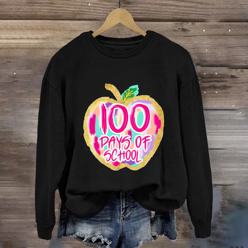 100 Days Of School Pink Apple Sweatshirt