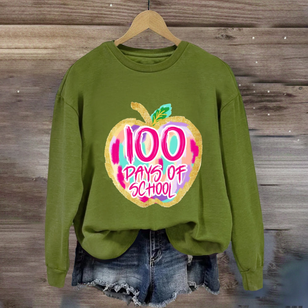100 Days Of School Pink Apple Sweatshirt