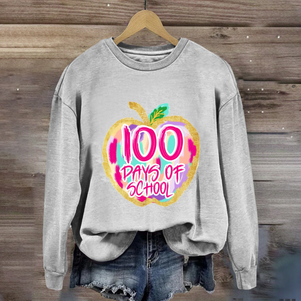 100 Days Of School Pink Apple Sweatshirt