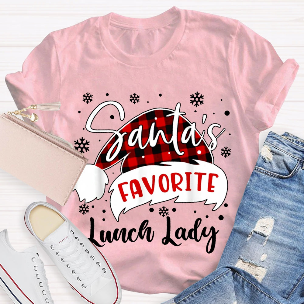 Santa'S Favorite Lunch Lady Santa Hats And Snowflakes T-shirt