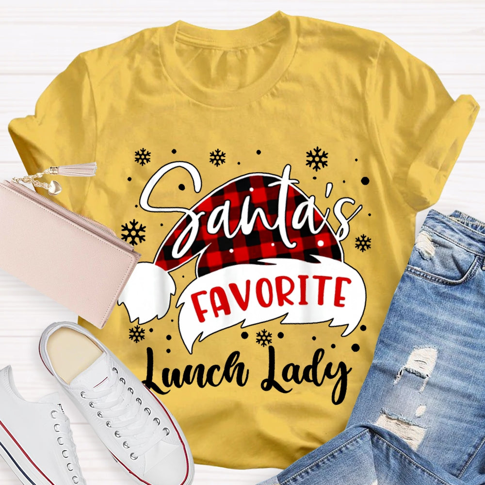 Santa'S Favorite Lunch Lady Santa Hats And Snowflakes T-shirt