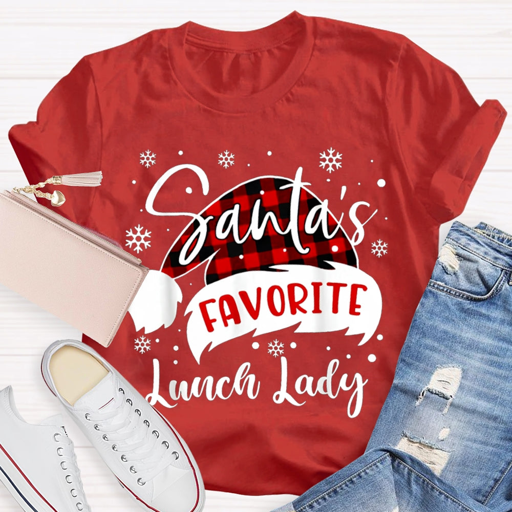 Santa'S Favorite Lunch Lady Santa Hats And Snowflakes T-shirt
