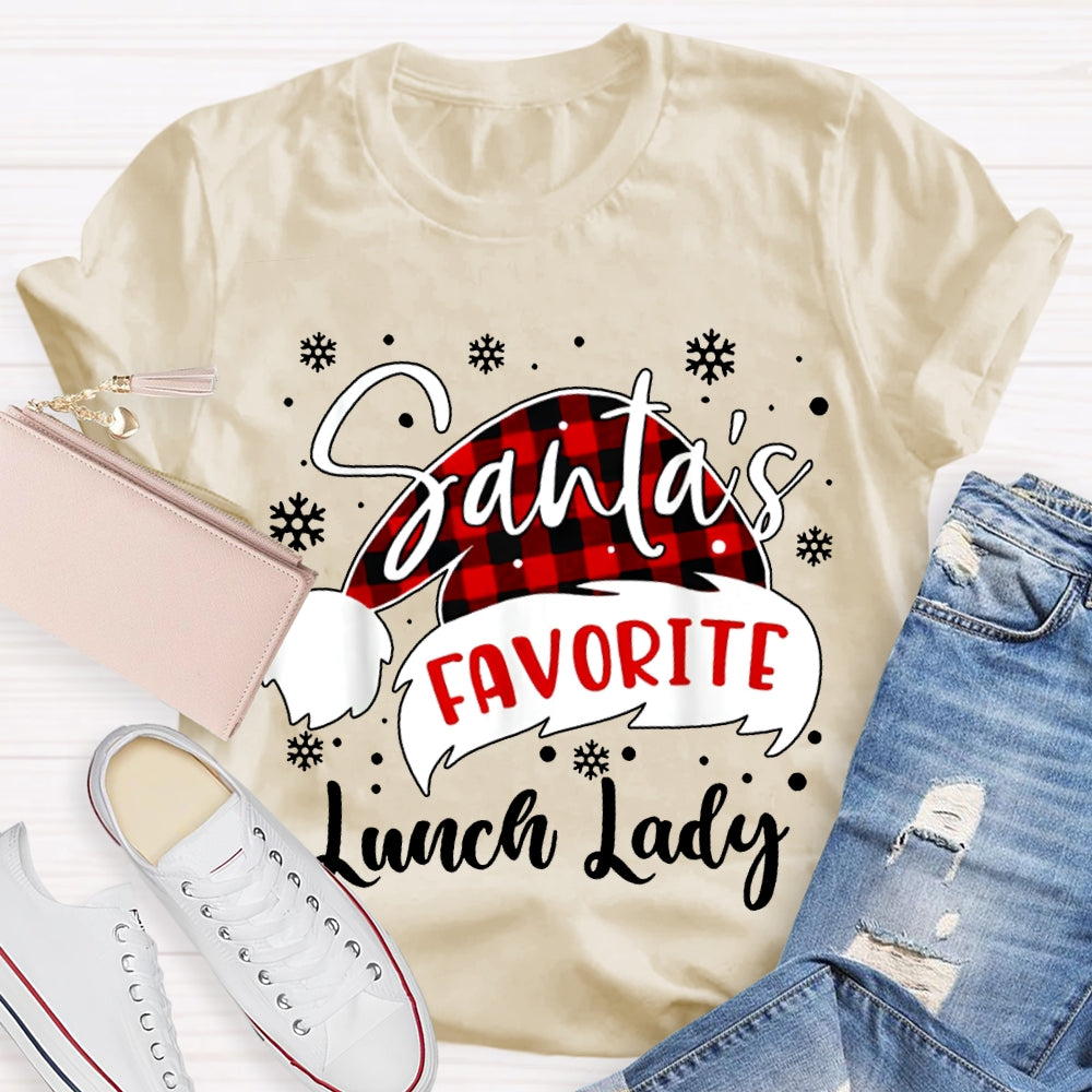 Santa'S Favorite Lunch Lady Santa Hats And Snowflakes T-shirt