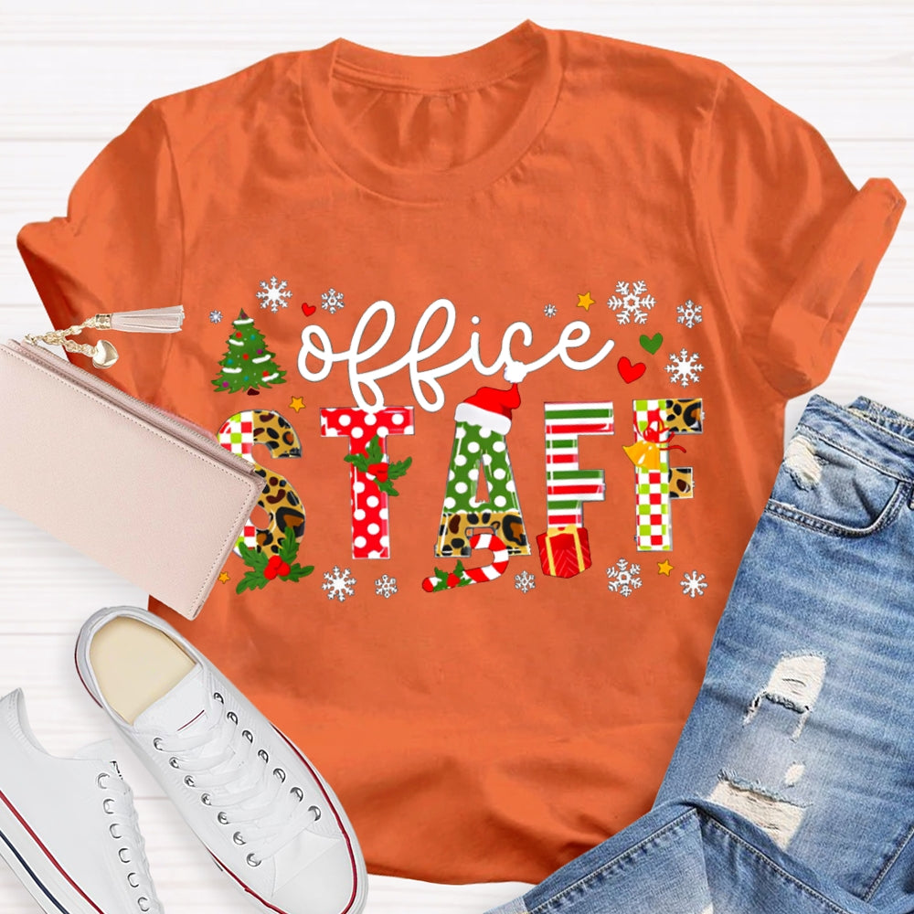 Office Staff Snowflakes And Christmas Vibes Fonts T-shirt