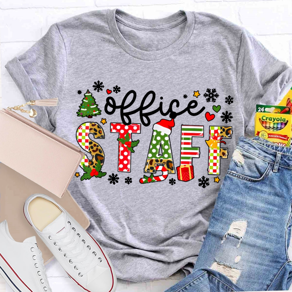 Office Staff Snowflakes And Christmas Vibes Fonts T-shirt