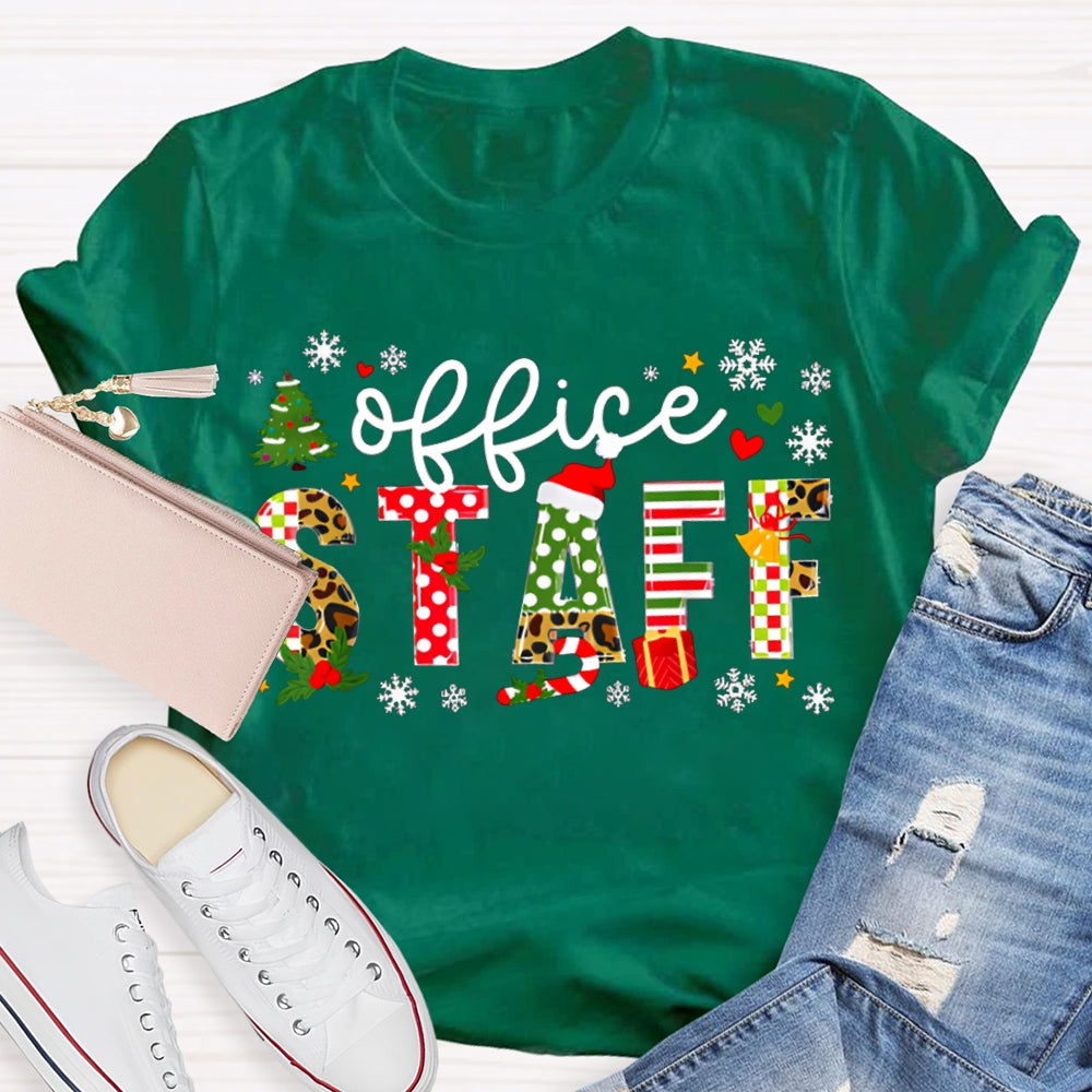 Office Staff Snowflakes And Christmas Vibes Fonts T-shirt