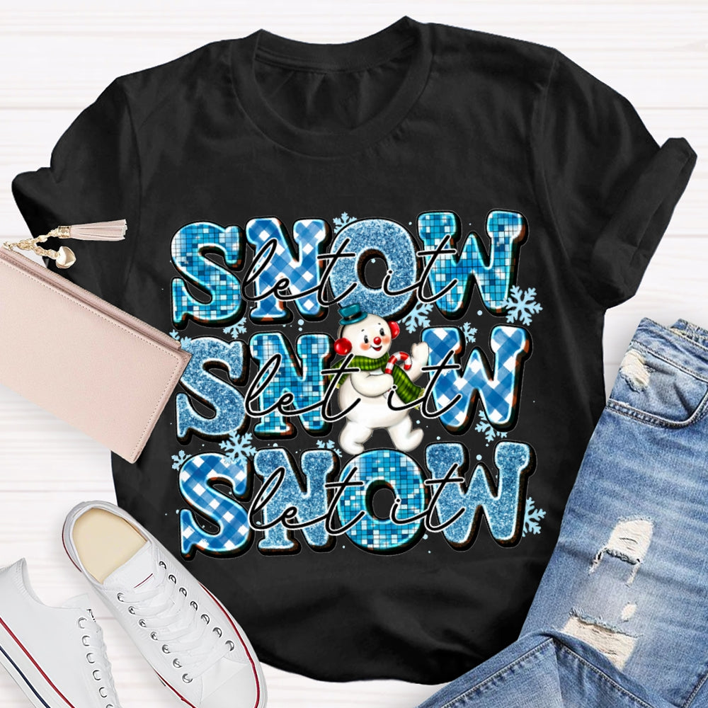 Let It Snow Snowflakes And Snowmen Merry Christmas T-shirt