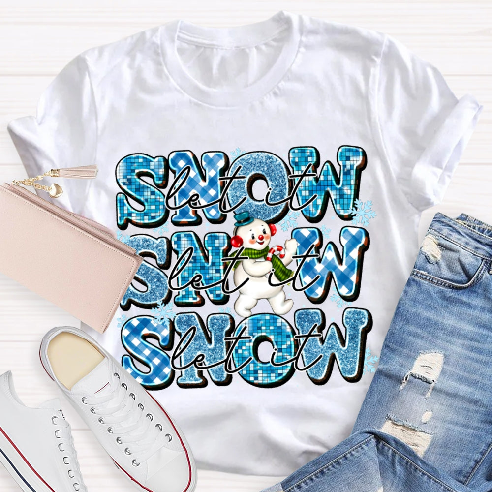 Let It Snow Snowflakes And Snowmen Merry Christmas T-shirt