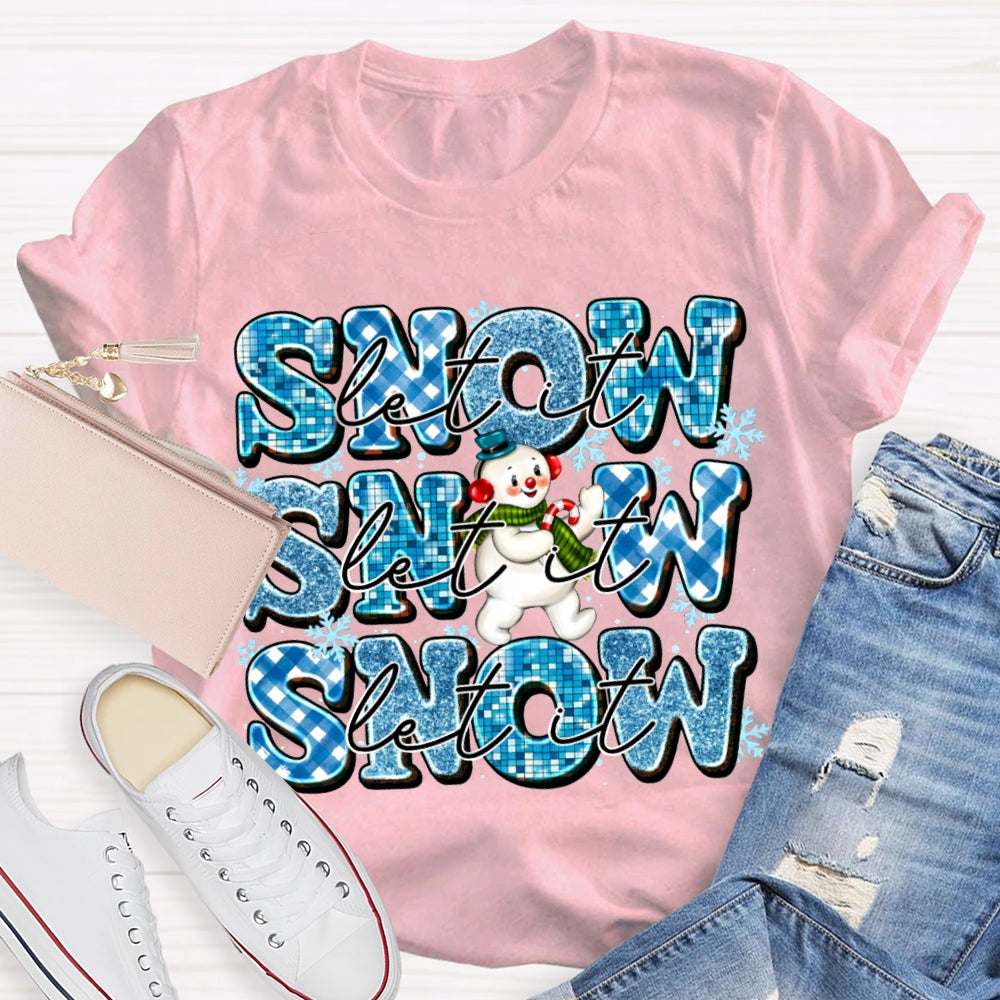 Let It Snow Snowflakes And Snowmen Merry Christmas T-shirt